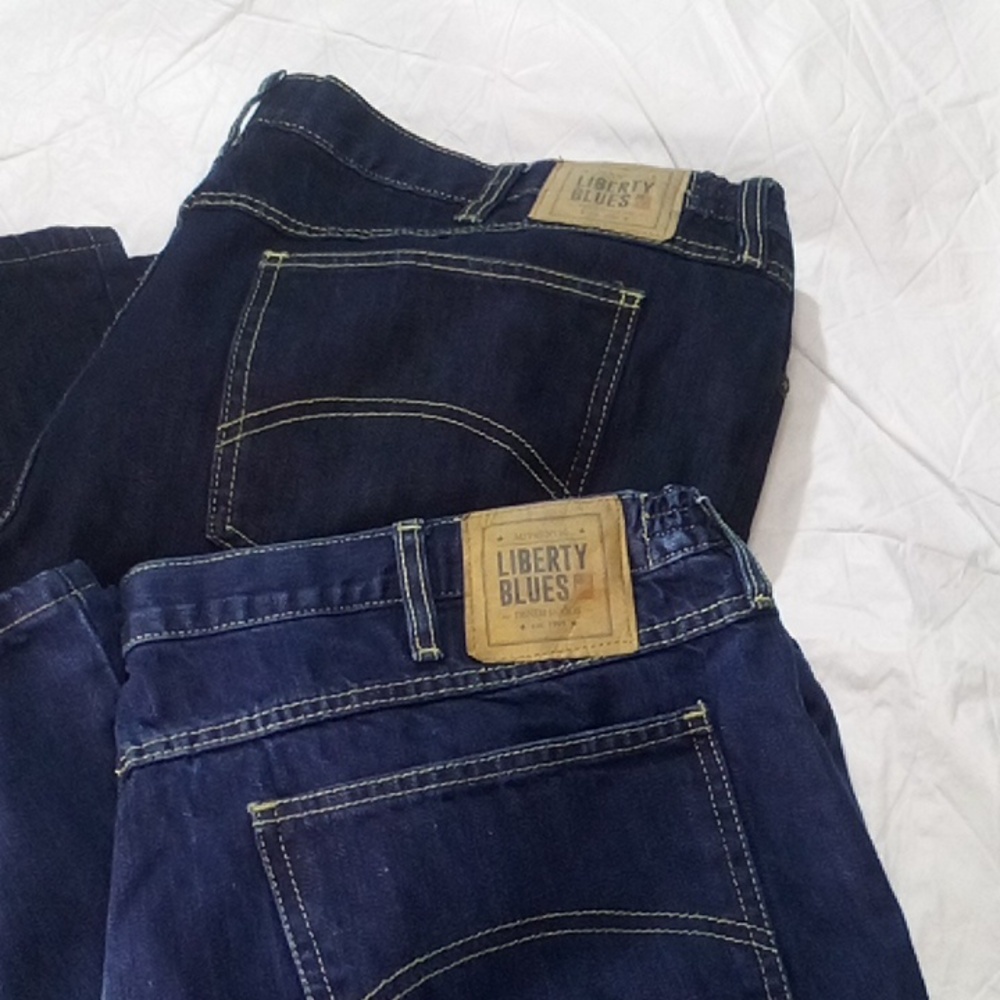 Liberty Blues Men's Big Tall  Side-Elastic Wide Leg 5 Pocket Jeans (2 Pairs) 44